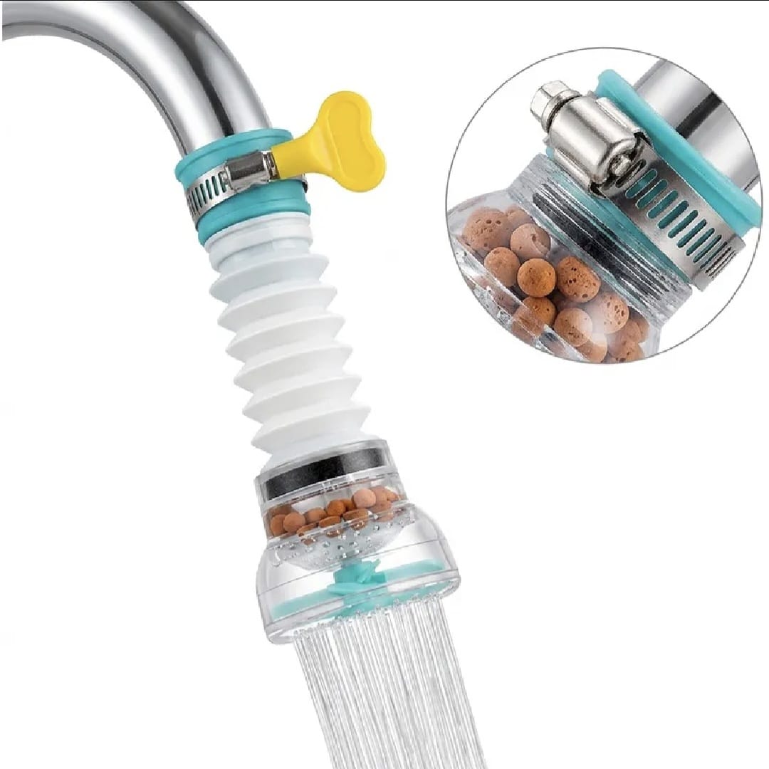 360° Rotatable Faucet Water Filter Sprayer – Flexible Tap Extension with Mineral Ball Purifier