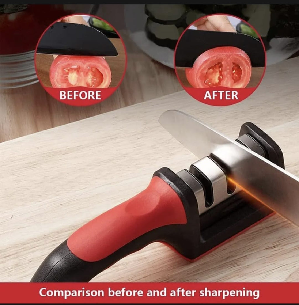 3-Stage Manual Knife Sharpener – Tungsten Steel & Ceramic Blade Sharpening Tool