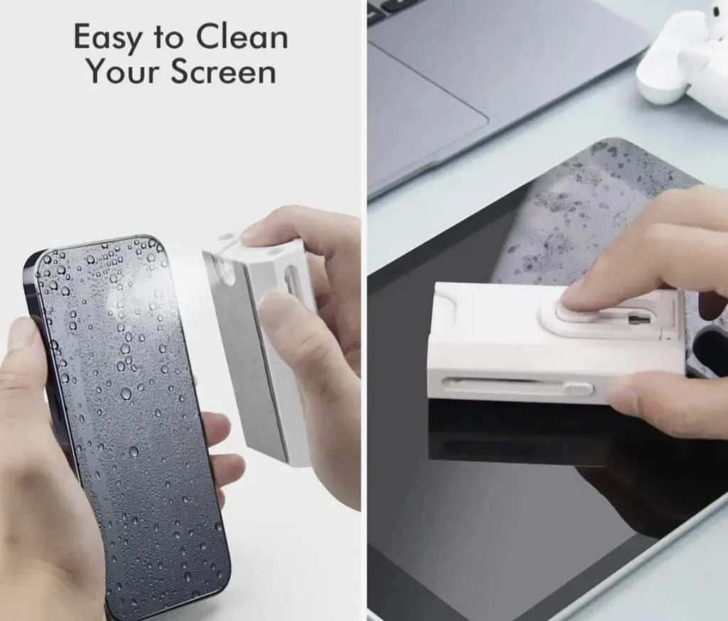 8-in-1 Multifunction Cleaning Brush Kit with Phone Stand – Keyboard, Earbud & Screen Cleaner Set