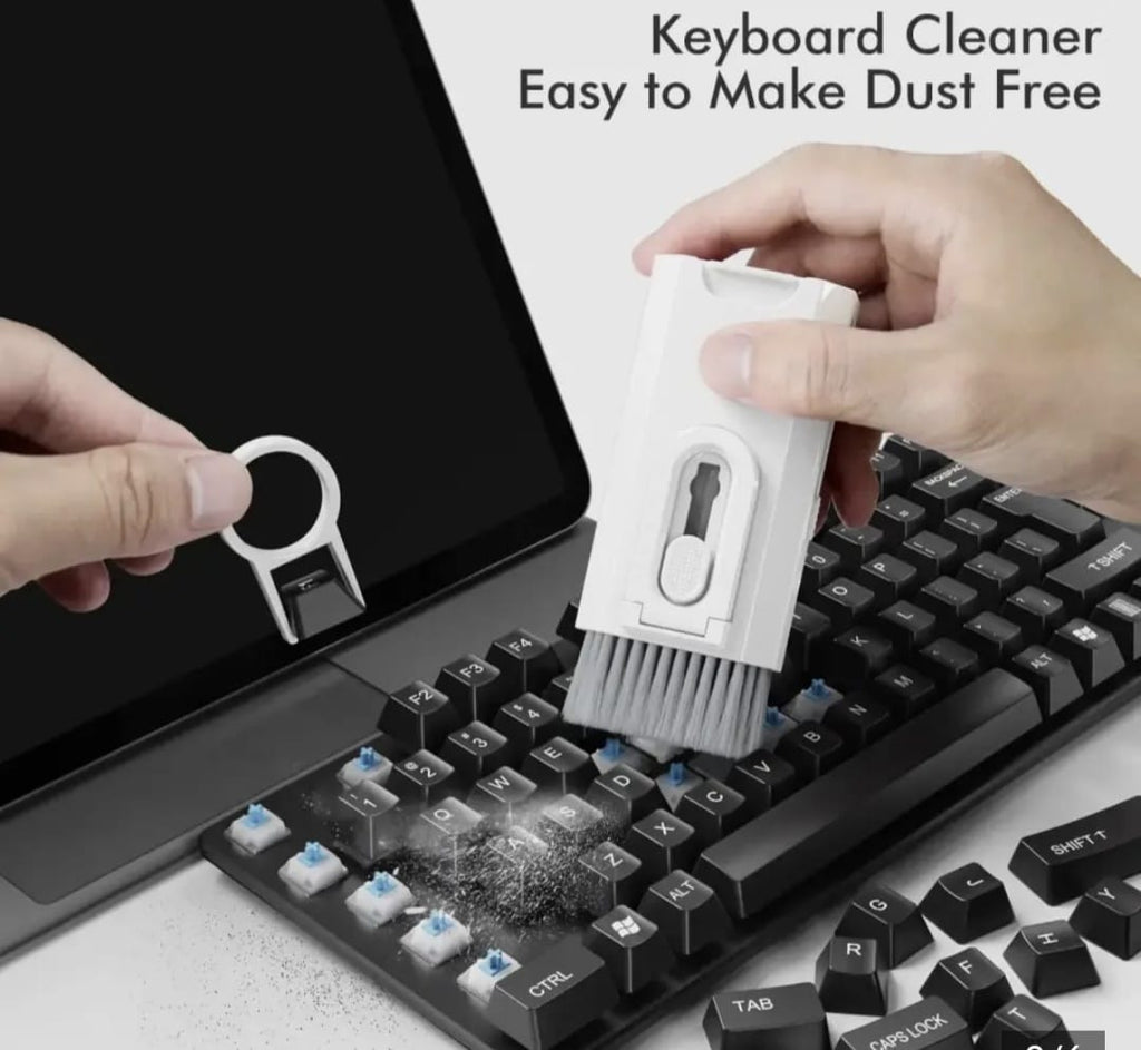 8-in-1 Multifunction Cleaning Brush Kit with Phone Stand – Keyboard, Earbud & Screen Cleaner Set