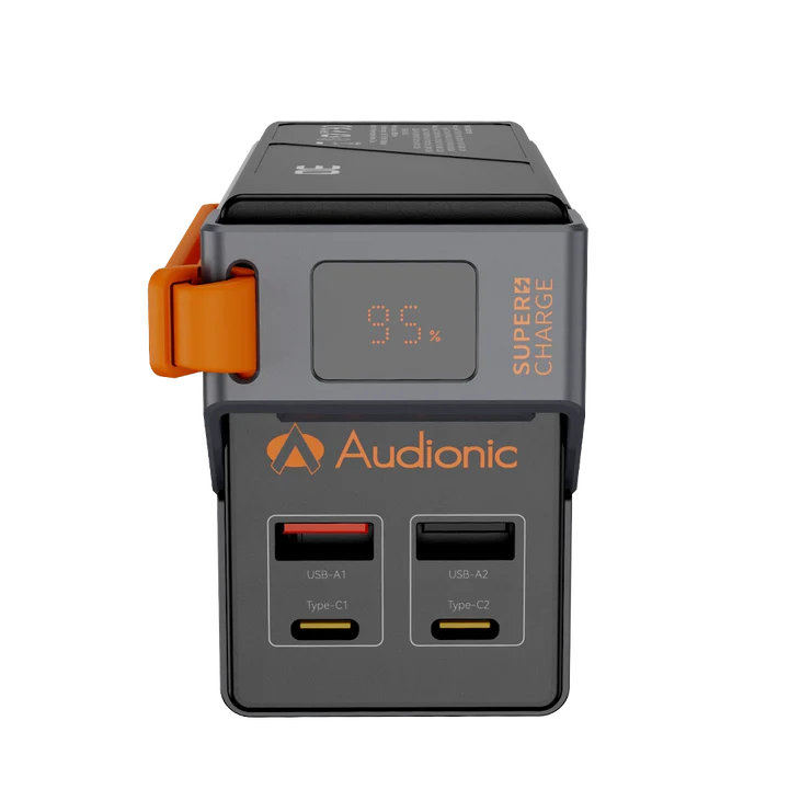 Audionic Super Charge 30 — 4-Port Power Bank with Built-In Plug