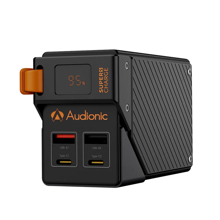 Audionic Super Charge 30 — 4-Port Power Bank with Built-In Plug