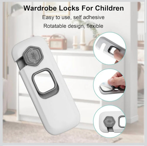 Baby Safety Lock – Self-Adhesive Rotatable Wardrobe & Cabinet Lock for Children