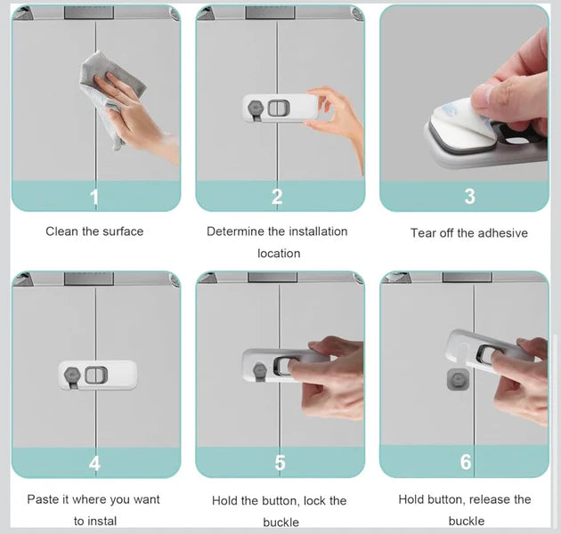 Baby Safety Lock – Self-Adhesive Rotatable Wardrobe & Cabinet Lock for Children