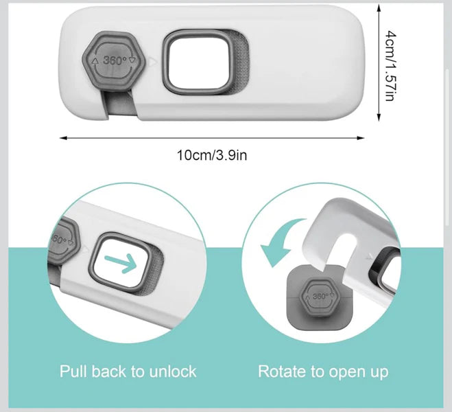 Baby Safety Lock – Self-Adhesive Rotatable Wardrobe & Cabinet Lock for Children